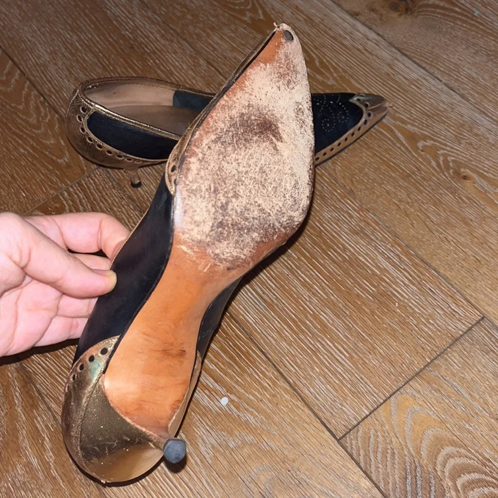 Joseph Larose vintage shoes black and gold leather 8 (71/2) - Picture 5 of 8
